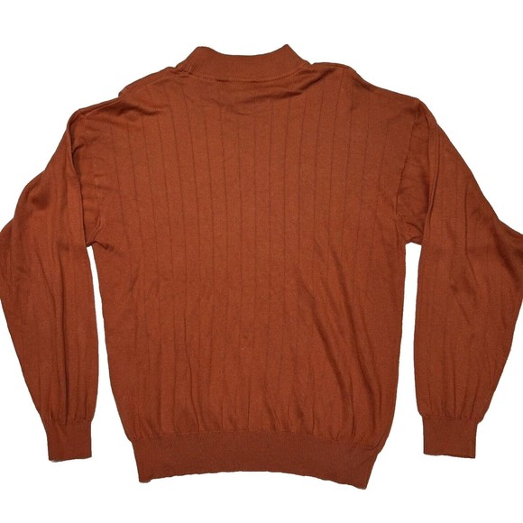 VALDA By Toscano Mens Crewneck Knit Sweater Pullover Orange Small MADE IN ITALY - Picture 2 of 9